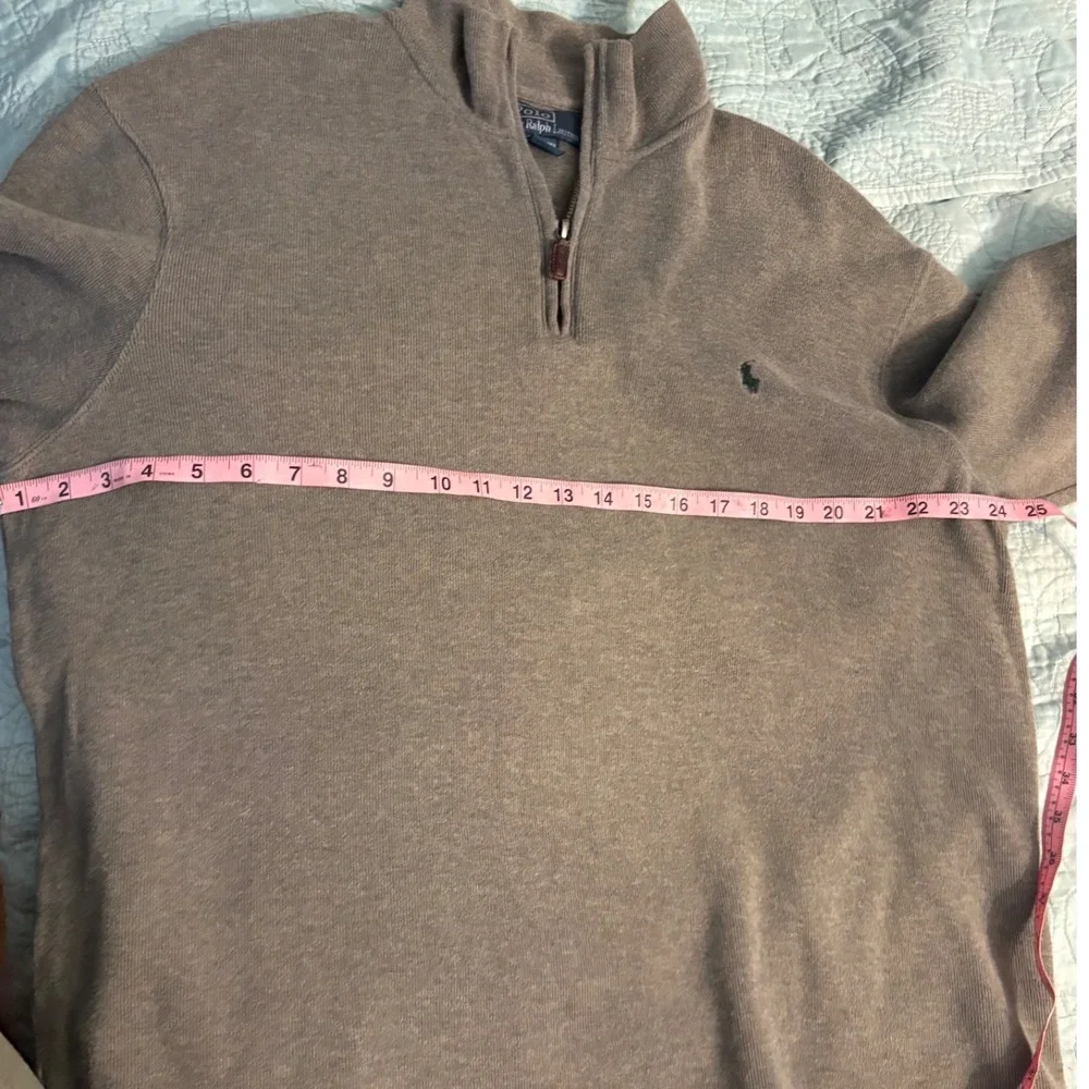 Polo Ralph Lauren Mens XL Quarter Zip Pullover Taupe Brown 100% Cotton Sweater